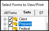 Image of preparer and client copy sets in View/Print mode